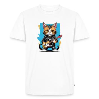 Cat Rocker Cat HardRock Gift - Men's Premium Organic T-Shirt - white - Front - Nico (187cm)