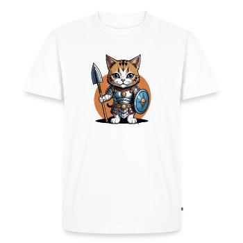 Cat Roman Warrior Cat Gift - Men's Premium Organic T-Shirt - white - Front - Nico (187cm)