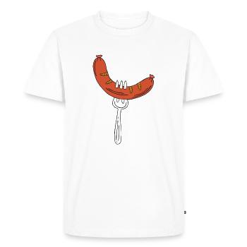 Saucisses à la fourchette - T-shirt Premium bio Homme - blanc - Devant - Nico (187cm)