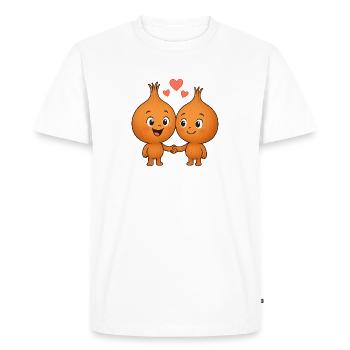 Oignons mignons avec des cœurs - T-shirt Premium bio Homme - blanc - Devant - Nico (187cm)