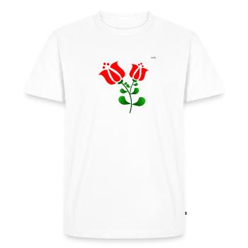 Red folk art tulips - Men's Premium Organic T-Shirt - white - Front - Nico (187cm)