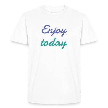 Tee shirt enjoy today - T-shirt Premium bio Homme - blanc - Devant - Nico (187cm)