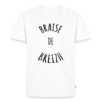 Tshirt breton breizh , tshirt humoristique breizh - T-shirt Premium bio Homme - blanc - Devant - Nico (187cm)
