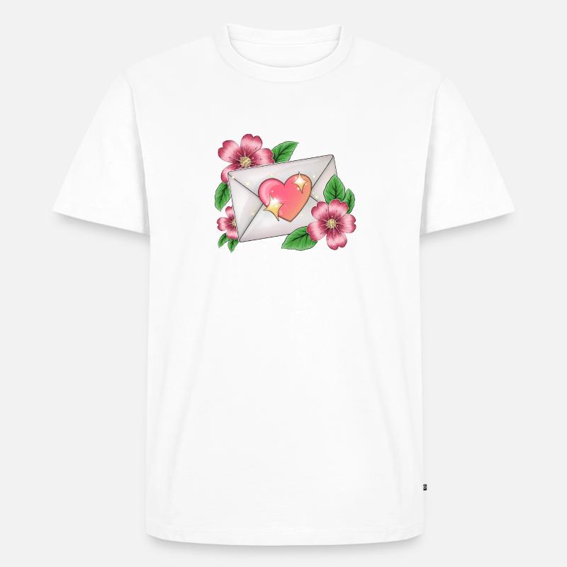 Umschlag mit Blumen - Männer Premium Bio T-Shirt - Weiß