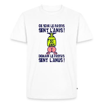 20 ans pastis anis pastus anus anniversaire - T-shirt Premium bio Homme - blanc - Devant - Nico (187cm)