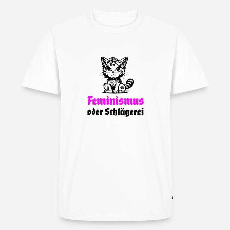 Feminismus oder Schlägerei - Männer Premium Bio T-Shirt - Weiß