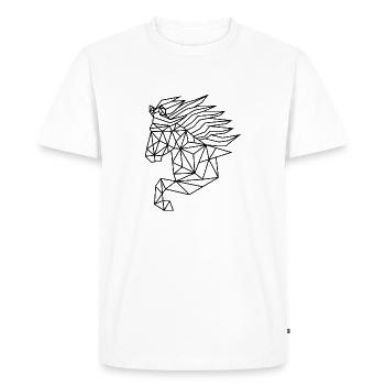 Icelandic Horsehead Geo Tölt - Men's Premium Organic T-Shirt - white - Front - Nico (187cm)