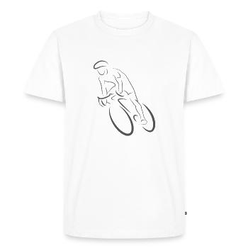 Sportsman training with a racing bike - Men's Premium Organic T-Shirt - white - Front - Nico (187cm)
