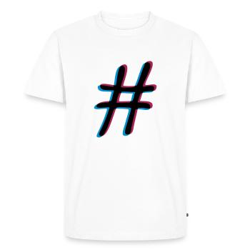 Hashtag effet 3D - T-shirt Premium bio Homme - blanc - Devant - Nico (187cm)