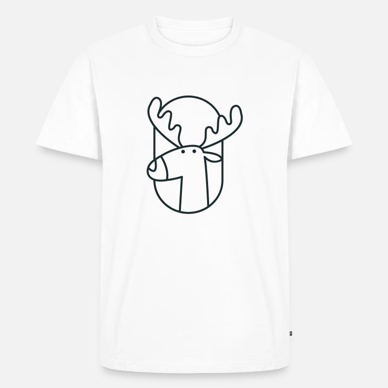 Elchkopf im Sitzen - Männer Premium Bio T-Shirt - Weiß