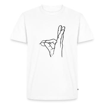 Geste de la main louange baiser bouche - T-shirt Premium bio Homme - blanc - Devant - Nico (187cm)