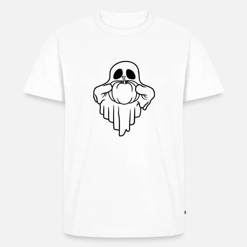 Halloween Kürbis Geist Comic - Männer Premium Bio T-Shirt - Weiß