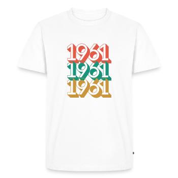 Anniversaire année 1961 / Vintage 1961 - T-shirt Premium bio Homme - blanc - Devant - Nico (187cm)