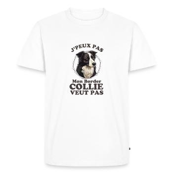 Chien mignon border collie - T-shirt Premium bio Homme - blanc - Devant - Nico (187cm)