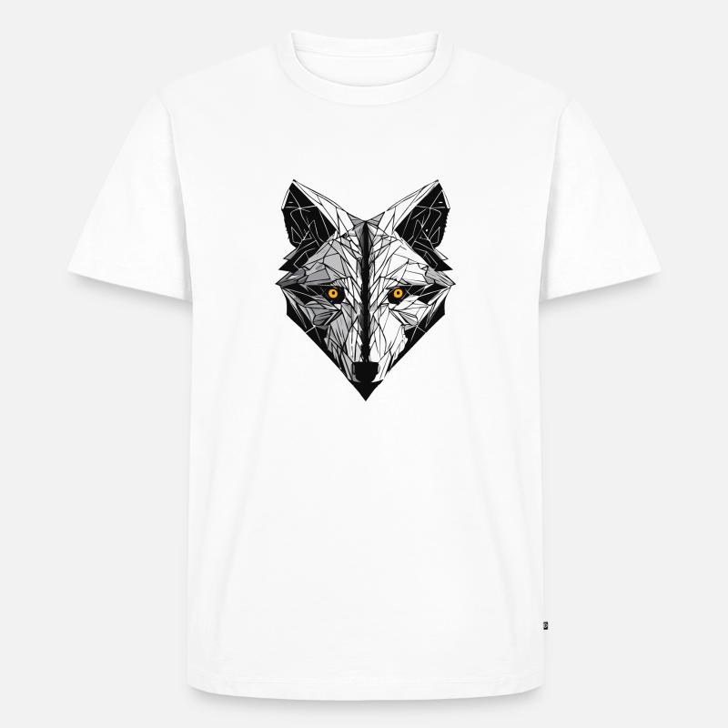 Wolf - Männer Premium Bio T-Shirt - Weiß
