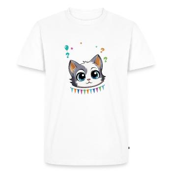 Birthday Party Celebration Design - Cute Cat - Men's Premium Organic T-Shirt - white - Front - Nico (187cm)