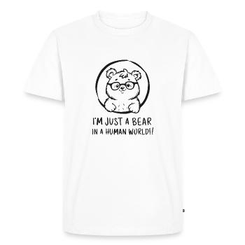 L’ours en peluche dans le monde humain - T-shirt Premium bio Homme - blanc - Devant - Nico (187cm)