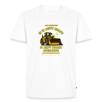 Power Work "Wheel Loader" - Men's Premium Organic T-Shirt - white - Front - Nico (187cm)