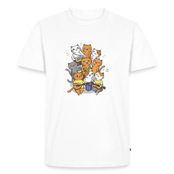 Happy cats making a sound - Men's Premium Organic T-Shirt - white - Front - Nico (187cm)
