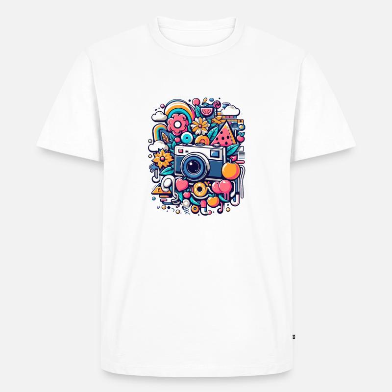 Bunte Collage mit Kamera - Männer Premium Bio T-Shirt - Weiß