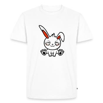 Lapin Fatigué Confus Détendu Rouge Cernes Chill - T-shirt Premium bio Homme - blanc - Devant - Nico (187cm)