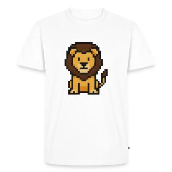Lion Pixel - Men's Premium Organic T-Shirt - white - Front - Nico (187cm)