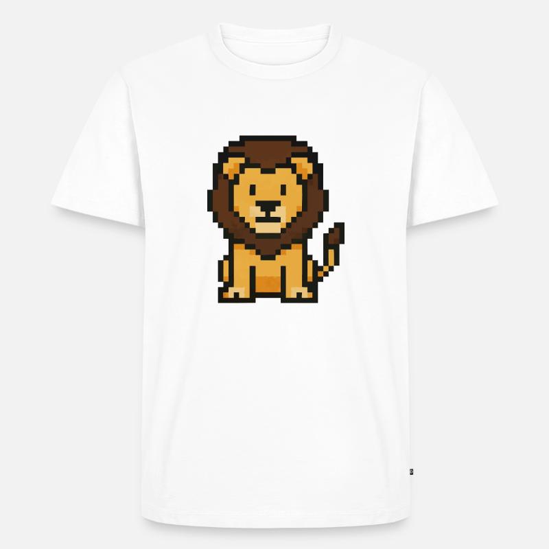 Löwe Pixel - Männer Premium Bio T-Shirt - Weiß