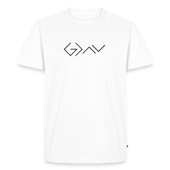 God is greater than the highs and lows. - Men's Premium Organic T-Shirt - white - Front - Nico (187cm)