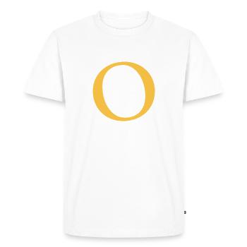 O - Men's Premium Organic T-Shirt - white - Front - Nico (187cm)