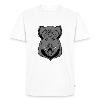 Tête de sanglier - T-shirt Premium bio Homme - blanc - Devant - Nico (187cm)