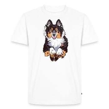 Australian Shepherd Black Tricolor - Men's Premium Organic T-Shirt - white - Front - Nico (187cm)