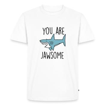 Requin au sort - T-shirt Premium bio Homme - blanc - Devant - Nico (187cm)