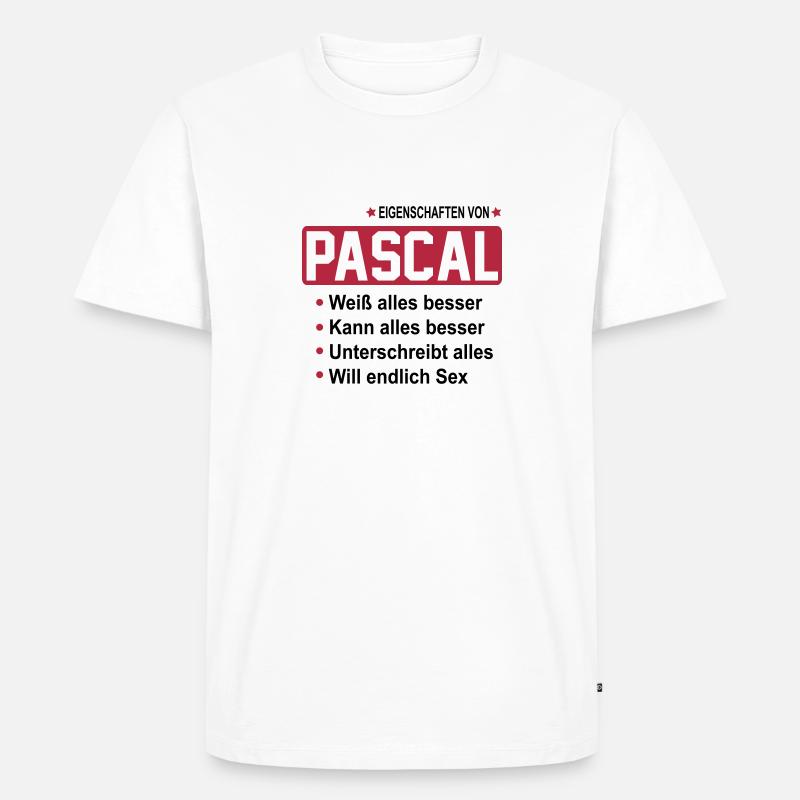 pascal - Männer Premium Bio T-Shirt - Weiß