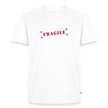 fragile, attention, prudence, fragile, attention, - T-shirt Premium bio Homme - blanc - Devant - Nico (187cm)