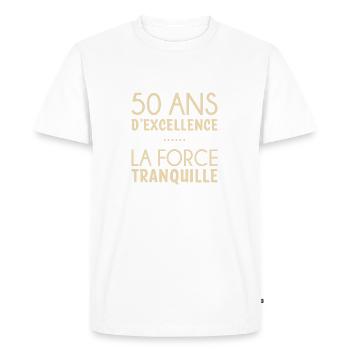 50 ans anniversaire - T-shirt Premium bio Homme - blanc - Devant - Nico (187cm)