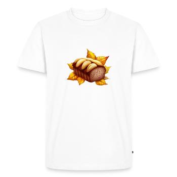 Autumn banana bread with falling leaves - Men's Premium Organic T-Shirt - white - Front - Nico (187cm)