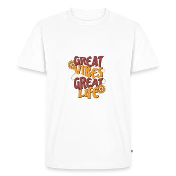 Bonnes vibrations, belle vie - T-shirt Premium bio Homme - blanc - Devant - Nico (187cm)