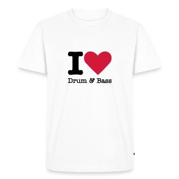 J'aime Drum & Bass - T-shirt Premium bio Homme - blanc - Devant - Nico (187cm)