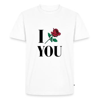 I Love You - Rose - T-shirt Premium bio Homme - blanc - Devant - Nico (187cm)