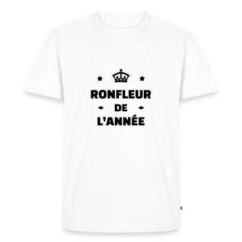 Ronfler / Ronfleur / Ronfleuse / Ronflement - T-shirt Premium bio Homme - blanc - Devant - Nico (187cm)