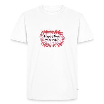 Bonne année 2023 - T-shirt Premium bio Homme - blanc - Devant - Nico (187cm)