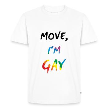 Move, I'm Gay - Gay Pride - T-shirt Premium bio Homme - blanc - Devant - Nico (187cm)
