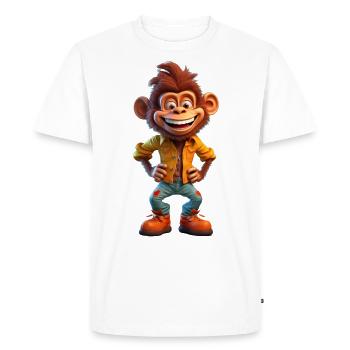 Johnny Boy the Casual Monkey - Men's Premium Organic T-Shirt - white - Front - Nico (187cm)
