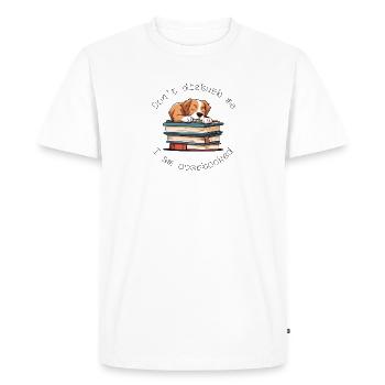 Je suis surbooké Chiens Livres Funny Design - T-shirt Premium bio Homme - blanc - Devant - Nico (187cm)