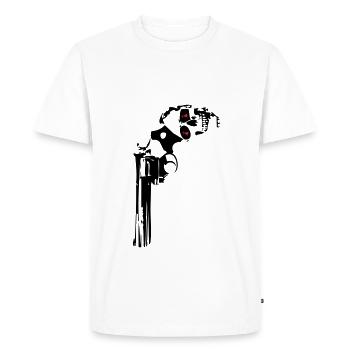 357 pistolet flingue tete mort skull revolver - T-shirt Premium bio Homme - blanc - Devant - Nico (187cm)