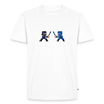PixelArt, combat de ninja - T-shirt Premium bio Homme - blanc - Devant - Nico (187cm)