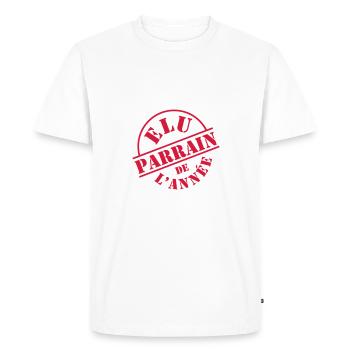 Elu Parrain de l'Année - T-shirt Premium bio Homme - blanc - Devant - Nico (187cm)