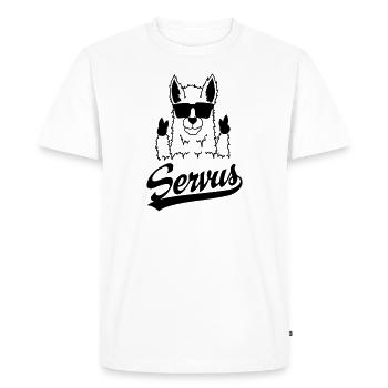 Servus Lama Alpaka Trachtenshirt Spruch - Männer Premium Bio T-Shirt - Weiß - Vorne - Nico (187cm)