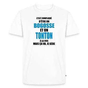 c'est compliqué d'être un bogosse et un tonton - T-shirt Premium bio Homme - blanc - Devant - Nico (187cm)
