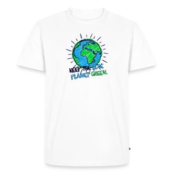Terre et lettrage (bleu, planète, vert) - T-shirt Premium bio Homme - blanc - Devant - Nico (187cm)